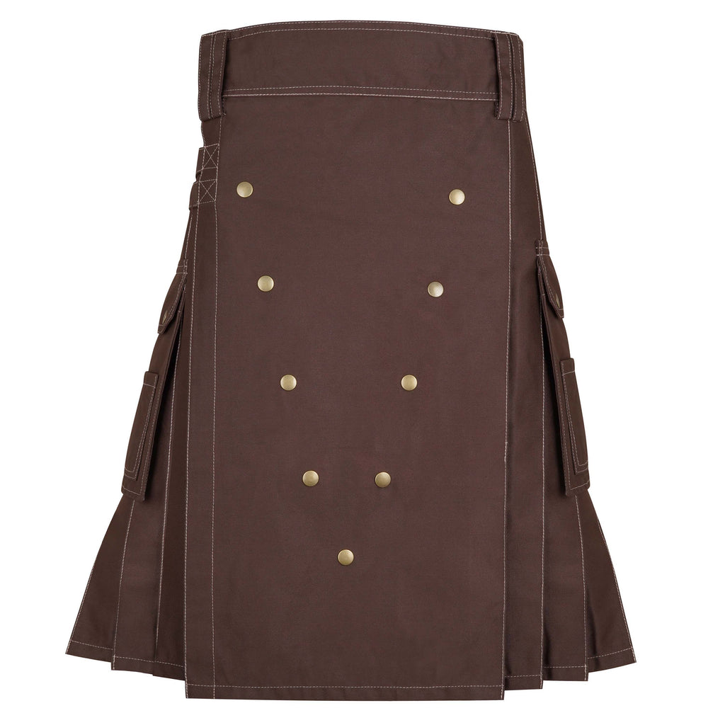 Men's Brown Cotton Utility Kilt