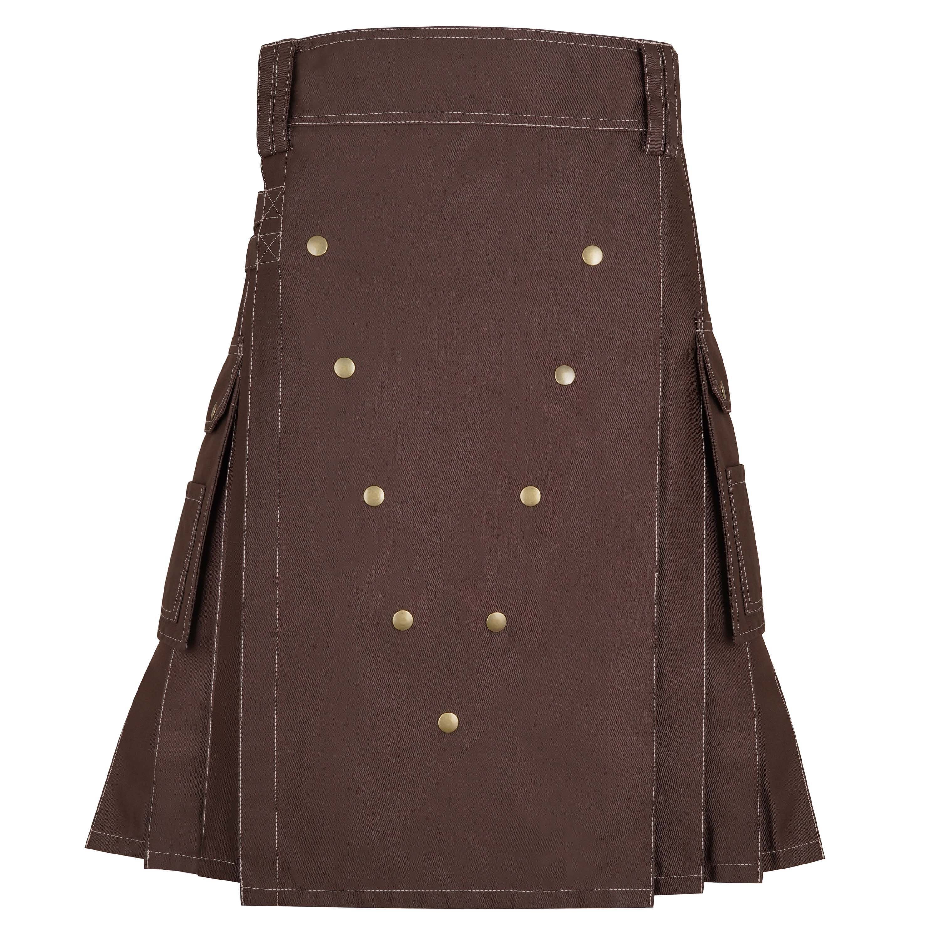 Men's Brown Cotton Utility Kilt