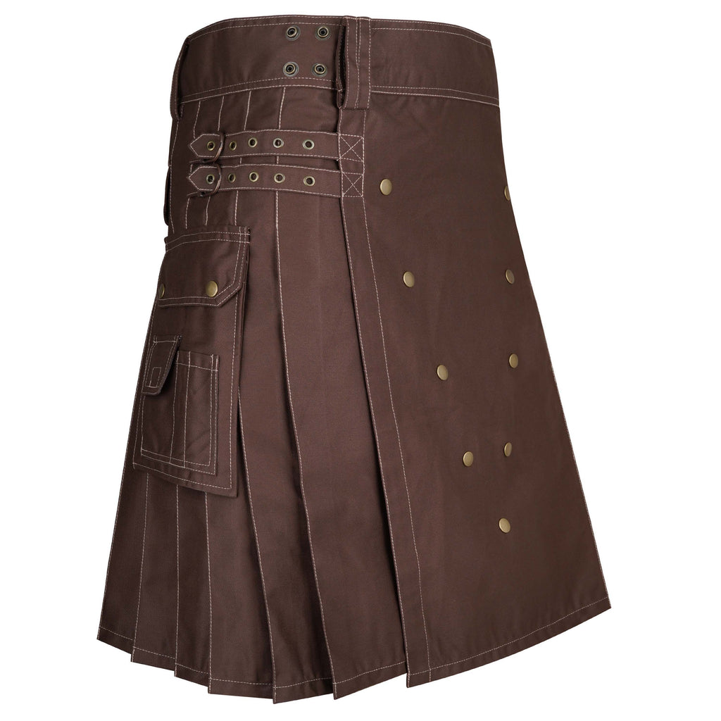 Men's Brown Cotton Utility Kilt