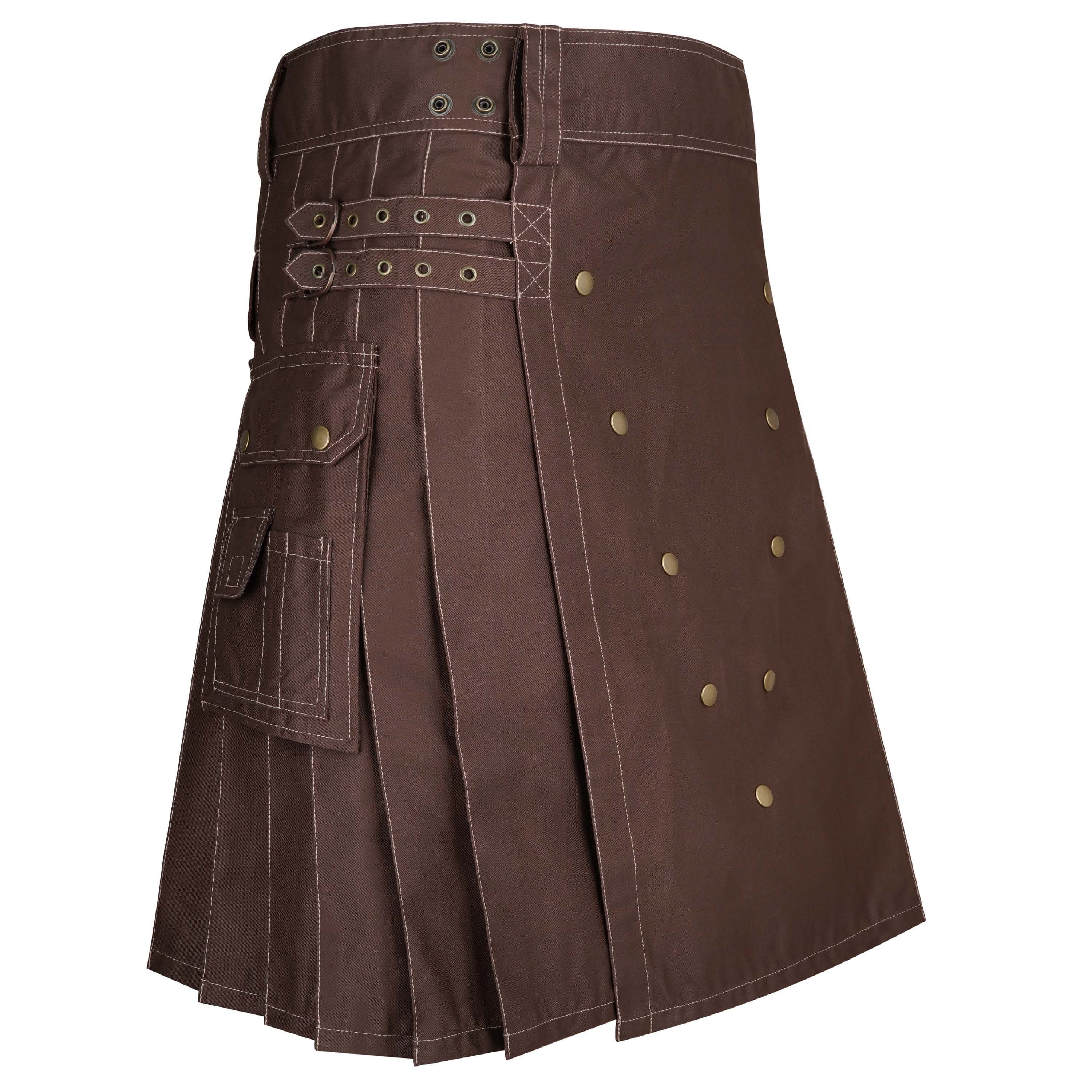 Men's Brown Cotton Utility Kilt
