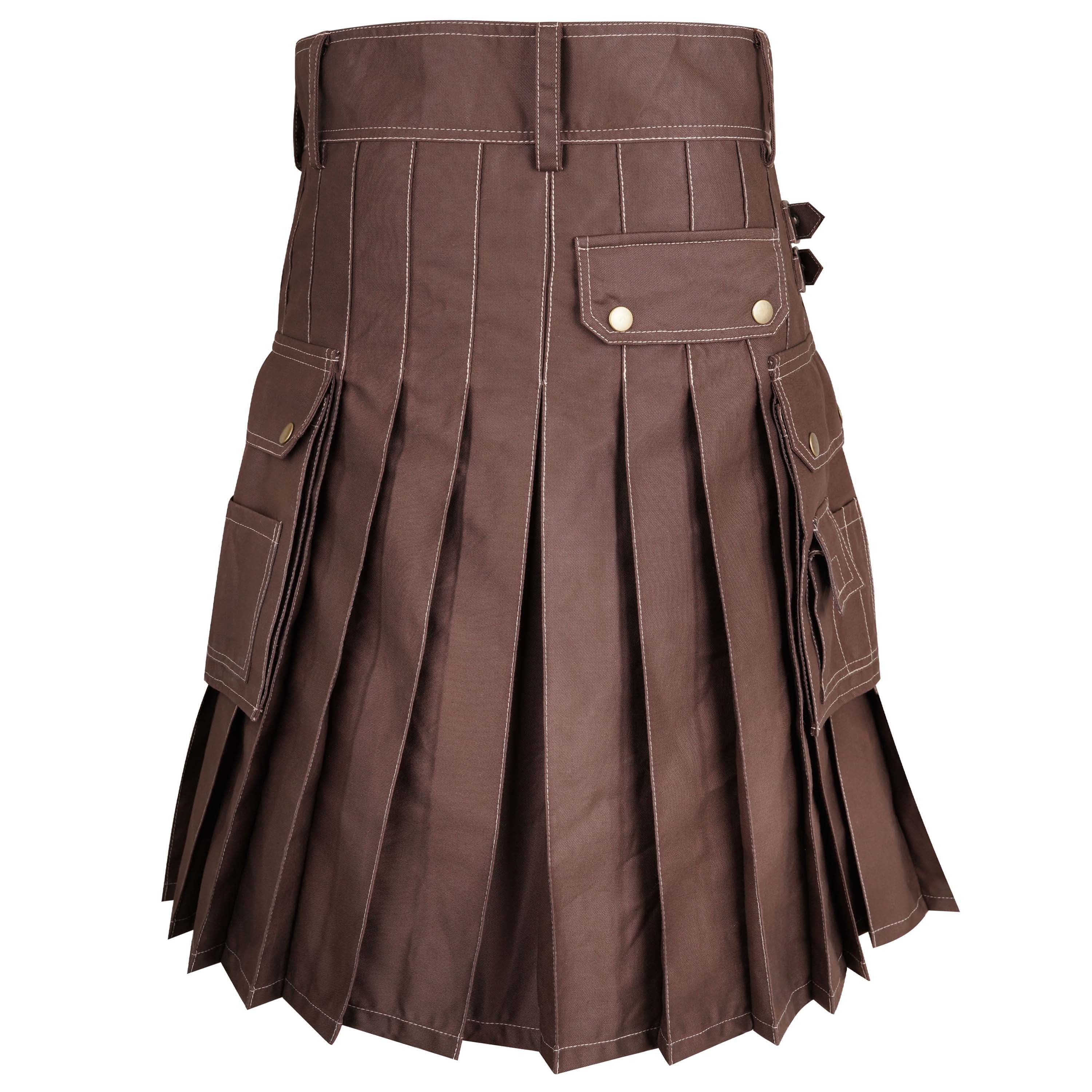Men's Brown Cotton Utility Kilt