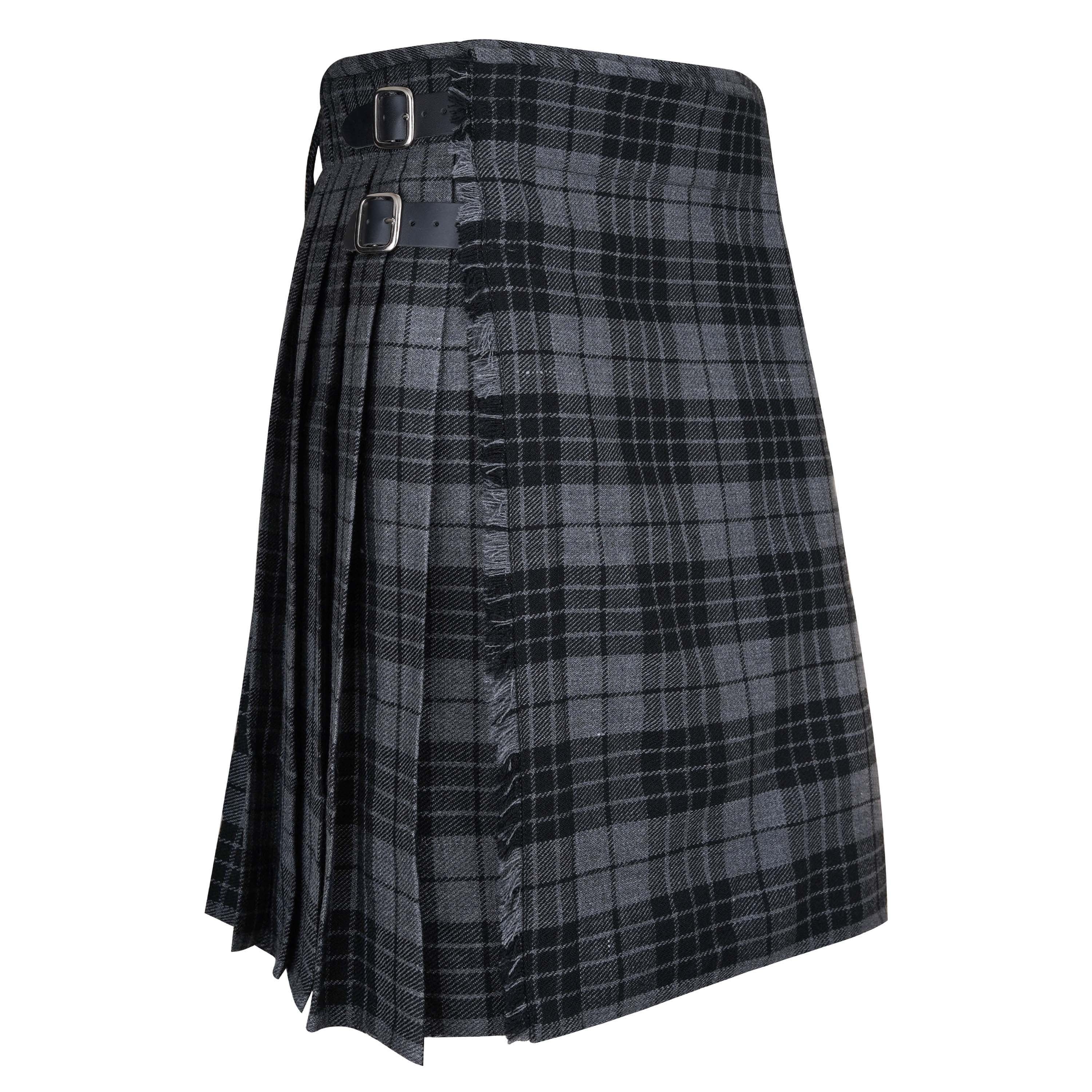 Men's Scottish Traditional 5 Yard Grey Watch Tartan Kilt, Highland Wedding Wool Kilts