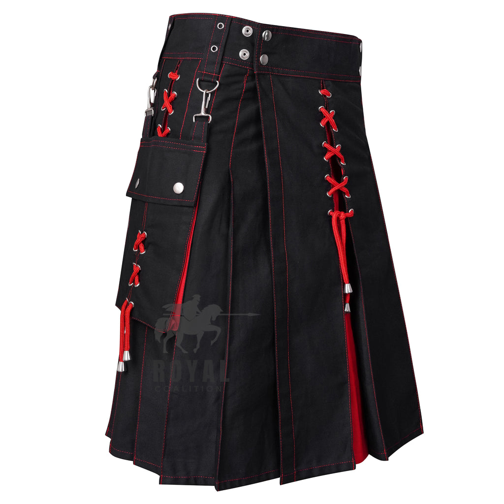 Men's Scottish Utility Kilt Modern Two Tone Cotton Sports Kilts