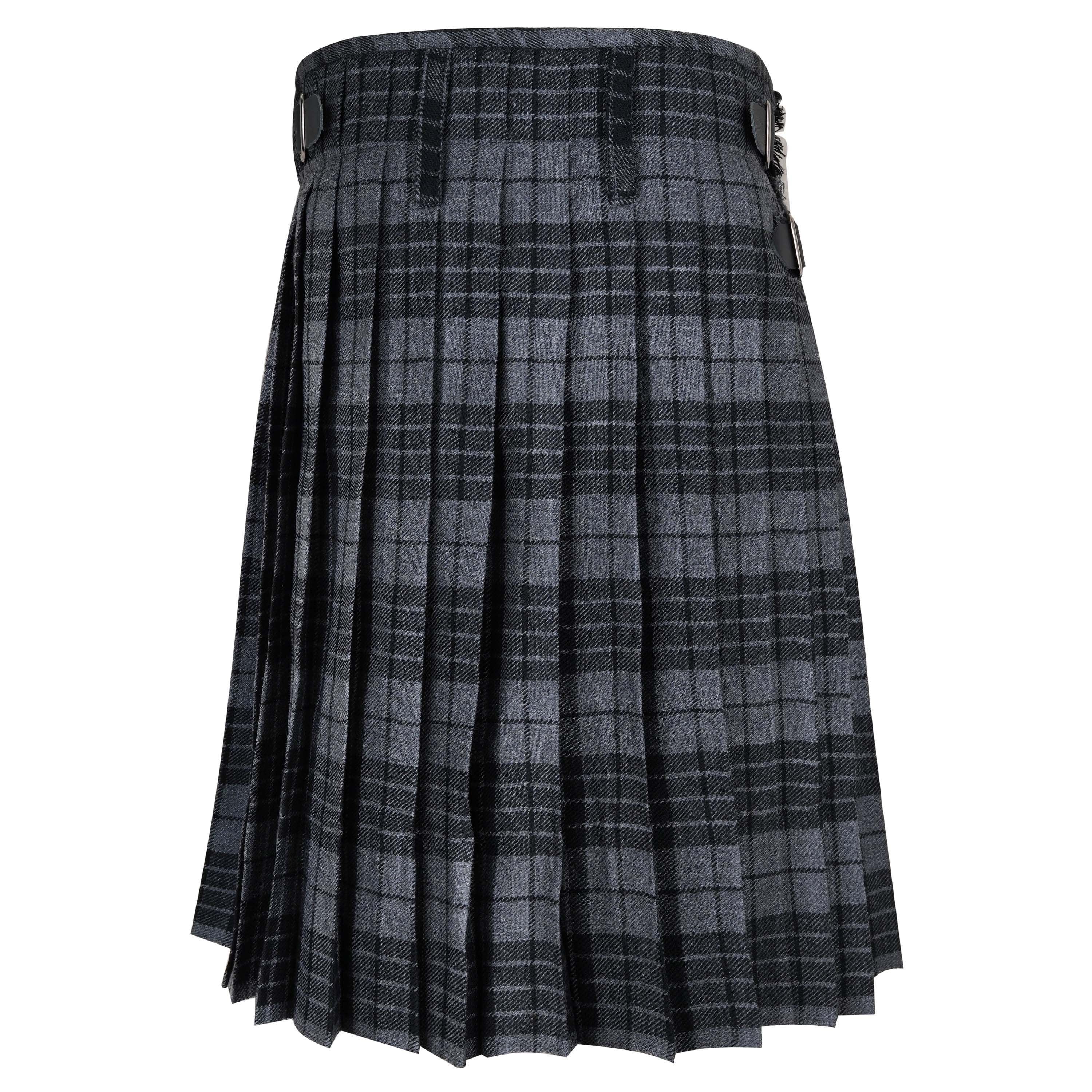 Men's Scottish Traditional 5 Yard Grey Watch Tartan Kilt, Highland Wedding Wool Kilts
