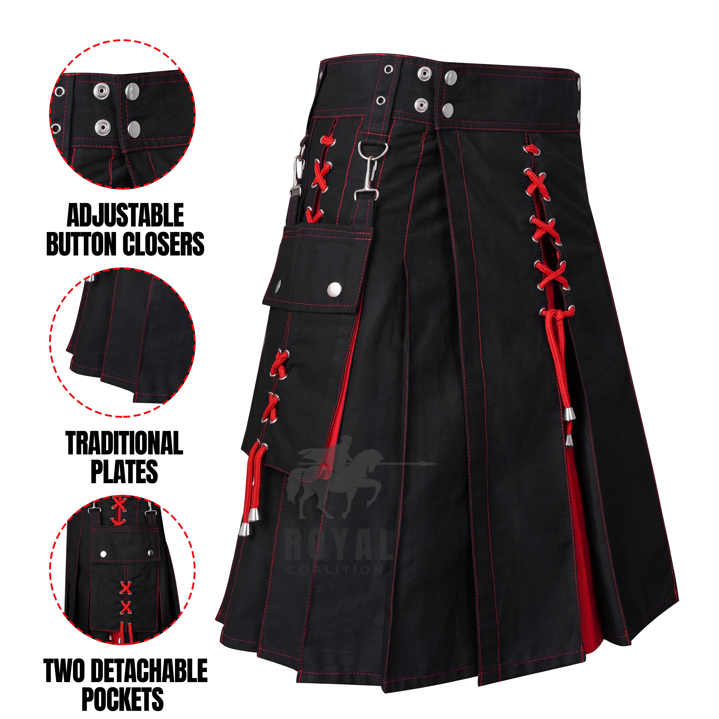 Men's Scottish Utility Kilt Modern Two Tone Cotton Sports Kilts