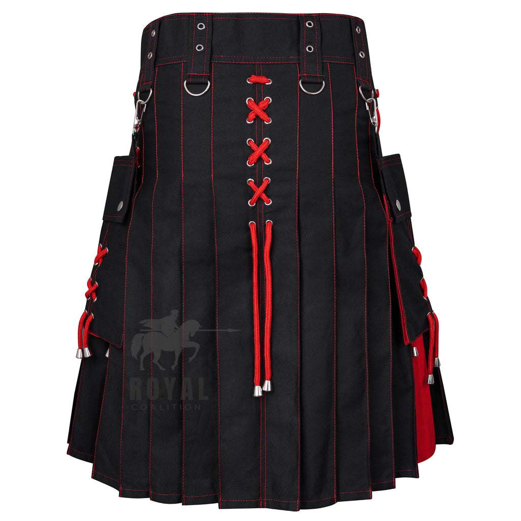 Men's Scottish Utility Kilt Modern Two Tone Cotton Sports Kilts