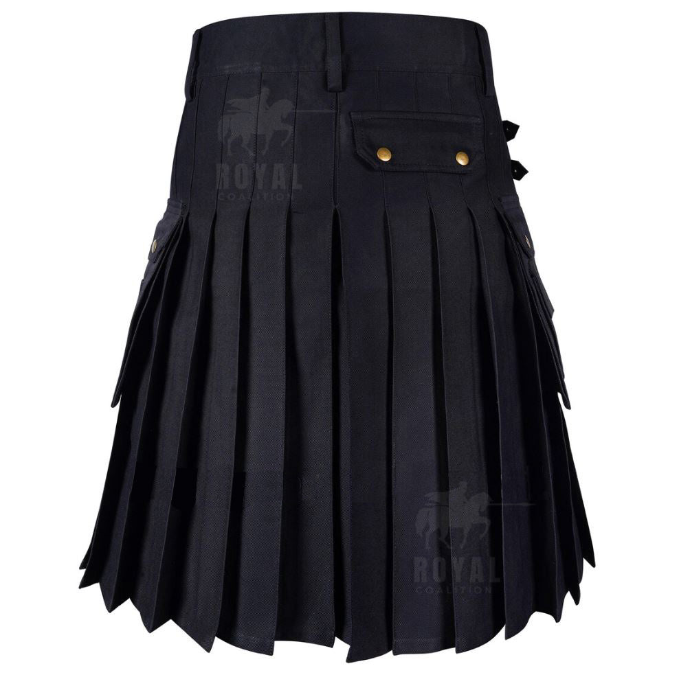 Men 's Black Cotton Utility Kilt