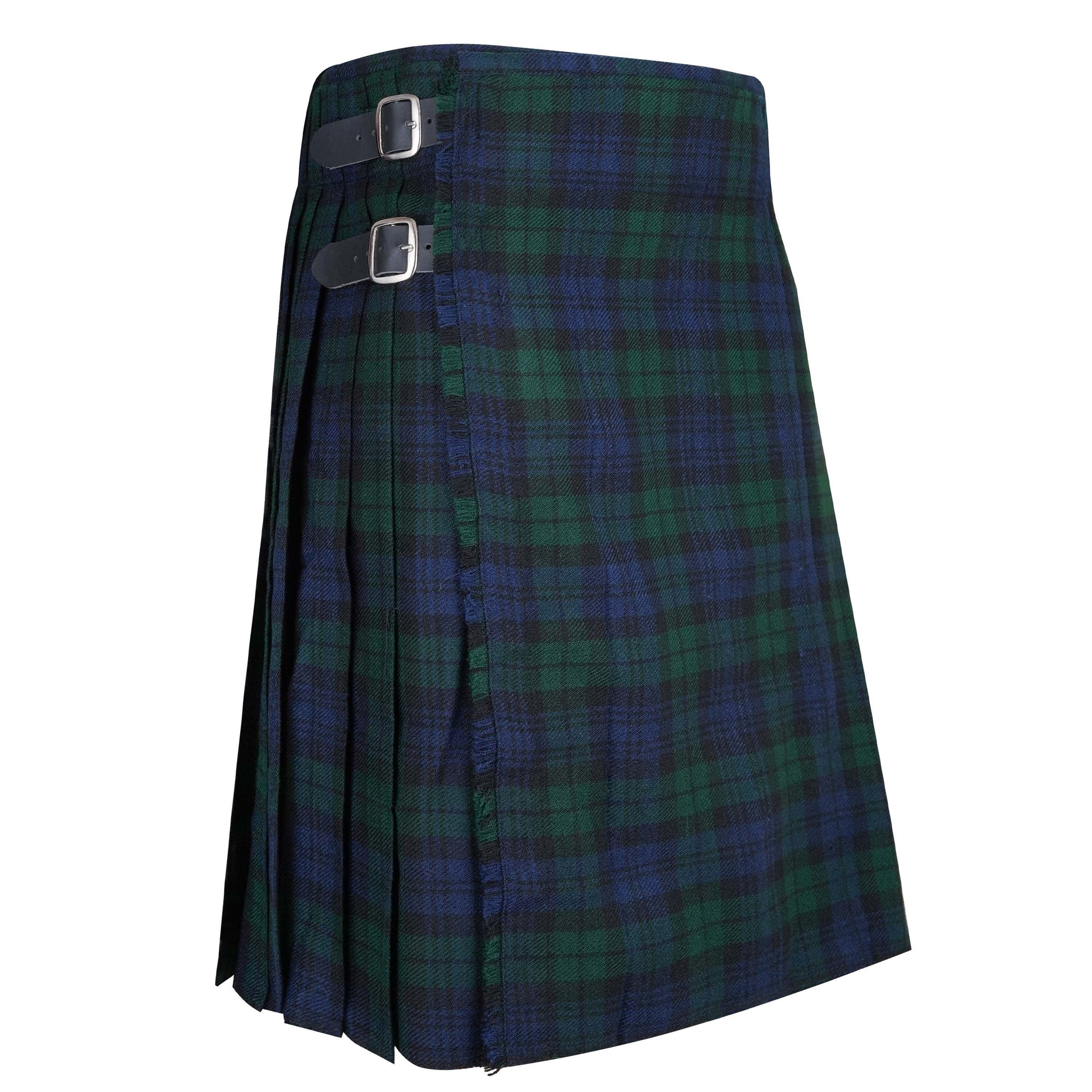 Men's Scottish Traditional 5 Yard Black Watch Tartan Kilt, Highland Wedding Wool Kilt