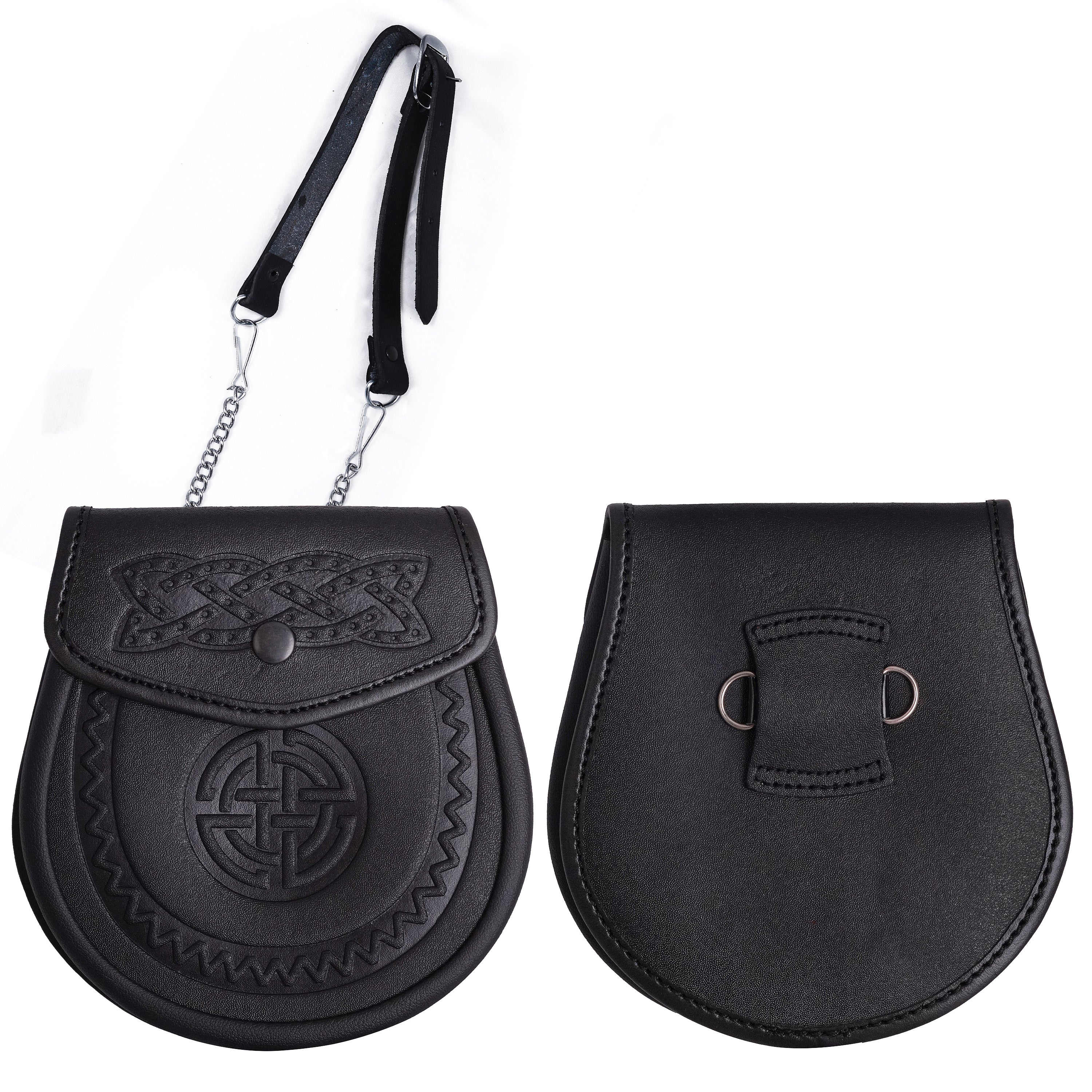 Medieval Sporran Leather Pouch with Tassels Scottish Kilt Costume Accessory