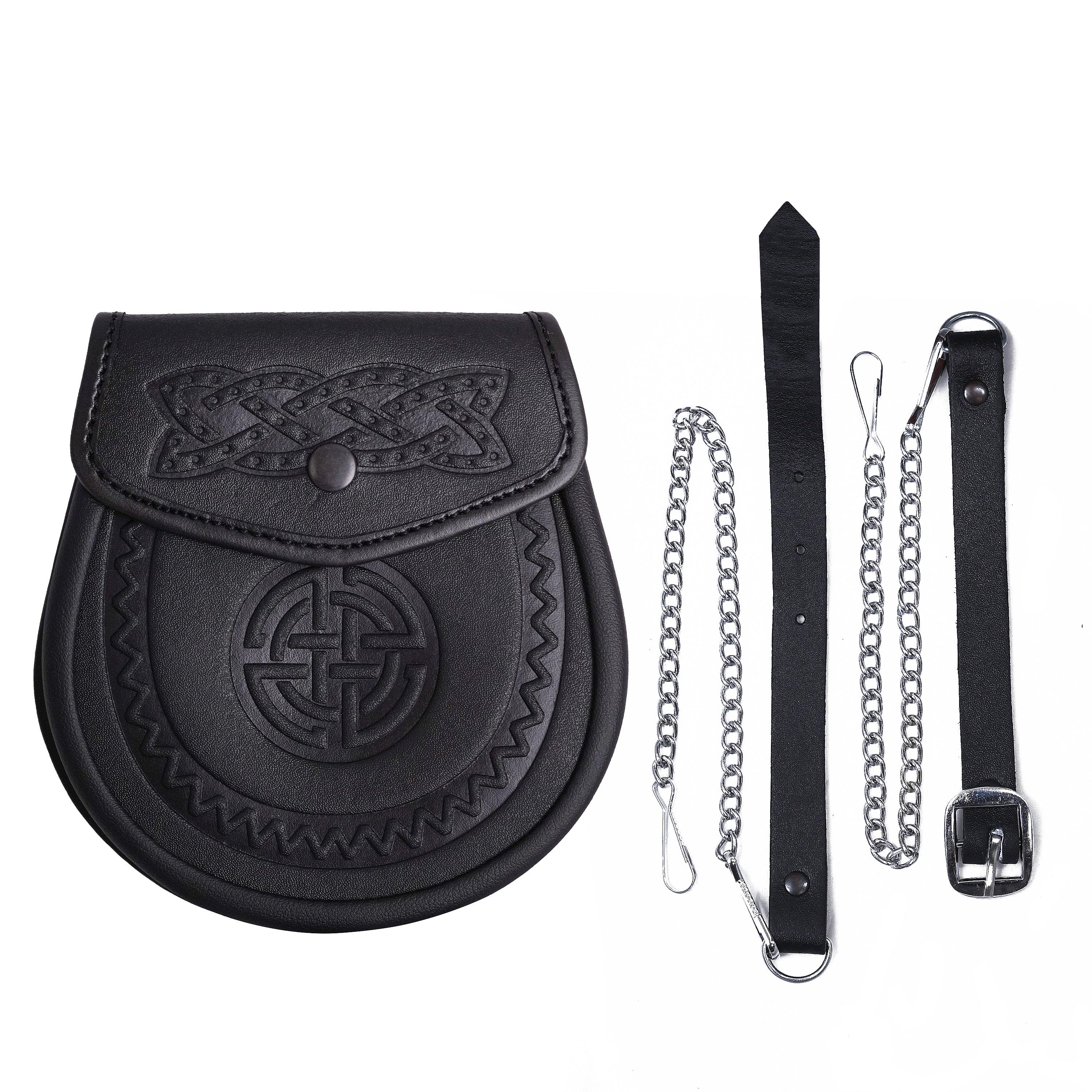 Medieval Sporran Leather Pouch with Tassels Scottish Kilt Costume Accessory