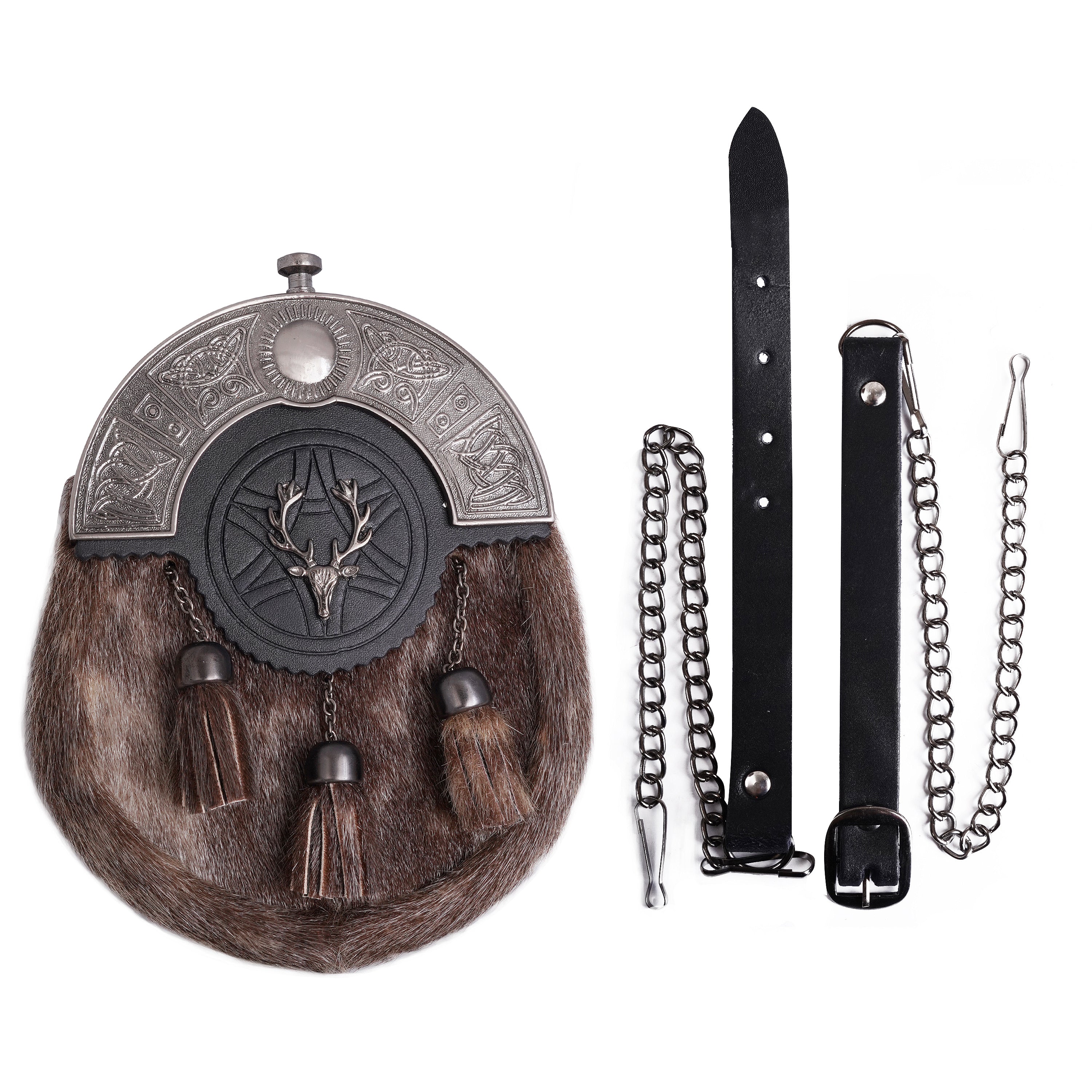 Kilt Sporran Stag Head Genuine Leather Scottish Traditional Kilts Pouch